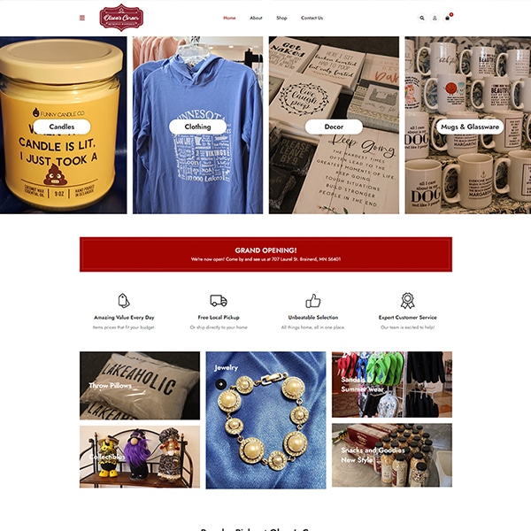 Ecommerce Website design for Olsons Corner Authentic Keepsakes