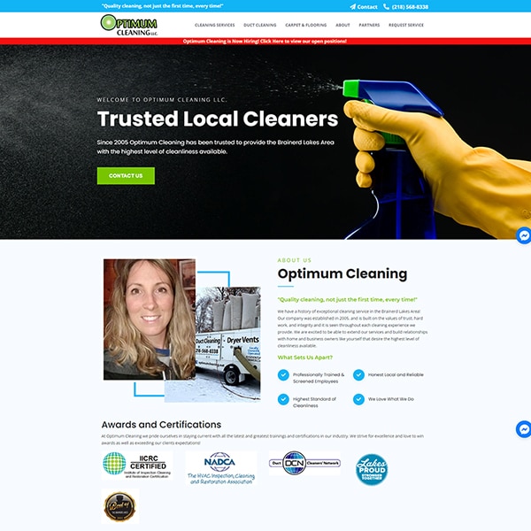 Optimum Cleaning Website Design