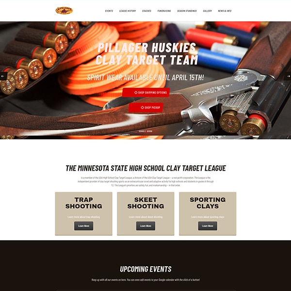 Web Design for Pillager Huskies Clay Target Team