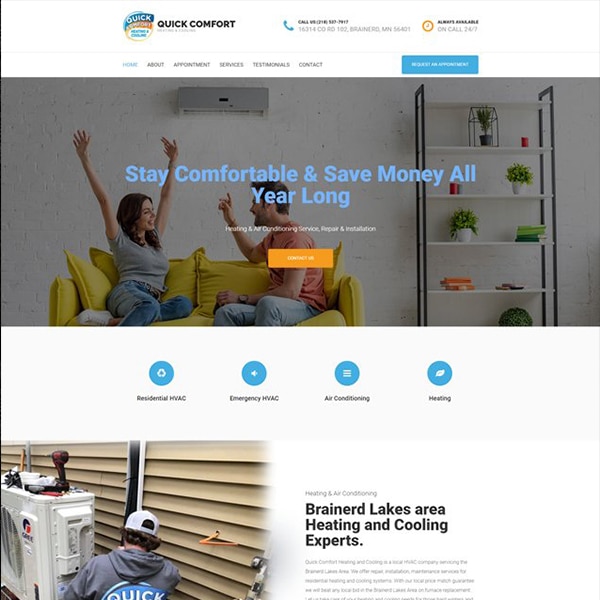 Quick Comfort Heating and Cooling Website Design