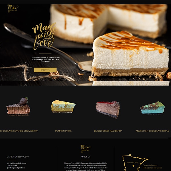 ugly cheesecake ecommerce website design