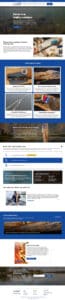 Screenshot of LakeLady Custom Fishing Rods' website. Features include navigation links, a banner image of a lake, sections on unique services, an emphasis on quality materials, rod-building classes, contact information, blog posts, a Client Corner for customer stories and feedback, and a footer with social media links.